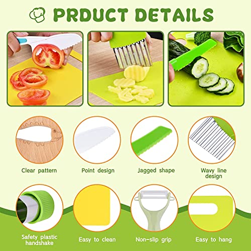 image for golden maple Kids Safe Knife Set -13 Pieces Montessori Kitchen Tools f