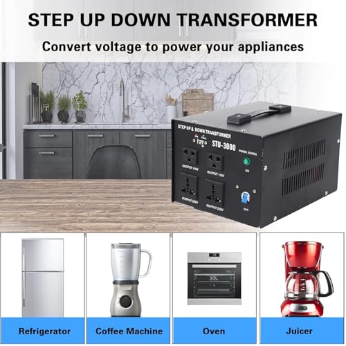 Image of Voltage Converter Transformer, 3000W Step Up /Down Transformer Converter 220V to 110V or 110V to 220V Power Converter, Circuit Break Protection, 5V USB Port, CE Certified (3000W)