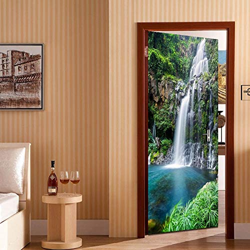 Shanwp 3D Door Wall Mural Wallpaper 3D Photo Wallpaper Waterfall Nature Landscape Door Sticker Pvc Waterproof Self-Adhesive Door Mural Wallpaper 3D Home Decor #TOP2