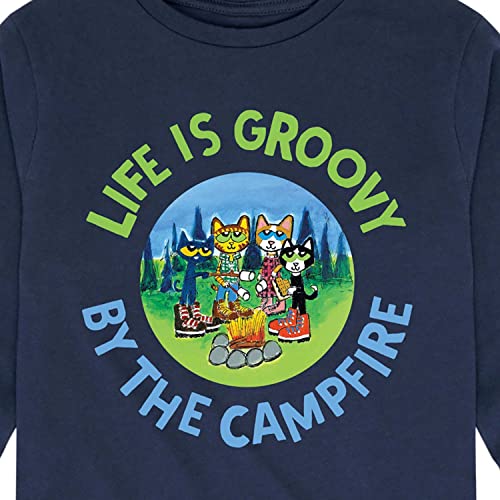 Pete the Cat - Life is Groovy by The Campfire - Toddler and Youth Long Sleeve Graphic T-Shirt - Size 3T Navy3