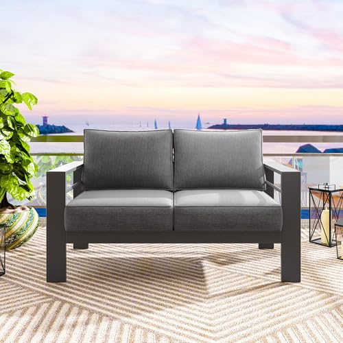 image for Solaste Outdoor Loveseat Aluminum Patio Furniture Sofa, All-Weather Me