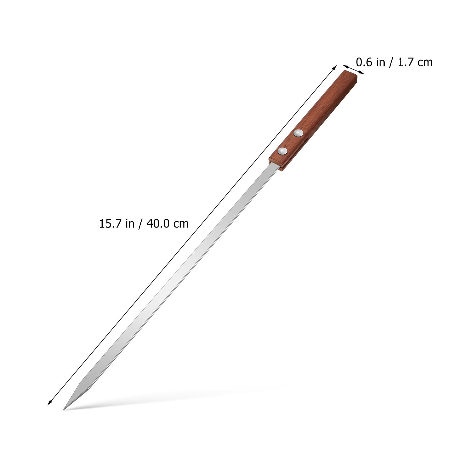 Abaodam 12 Spiedini per Barbecue in Acciaio Inox con Manico in Legno Rosso e Bamboo, Bastoncini per Griglia Portatile 40cm, Accessori per Grigliate All’aperto per Campeggio e