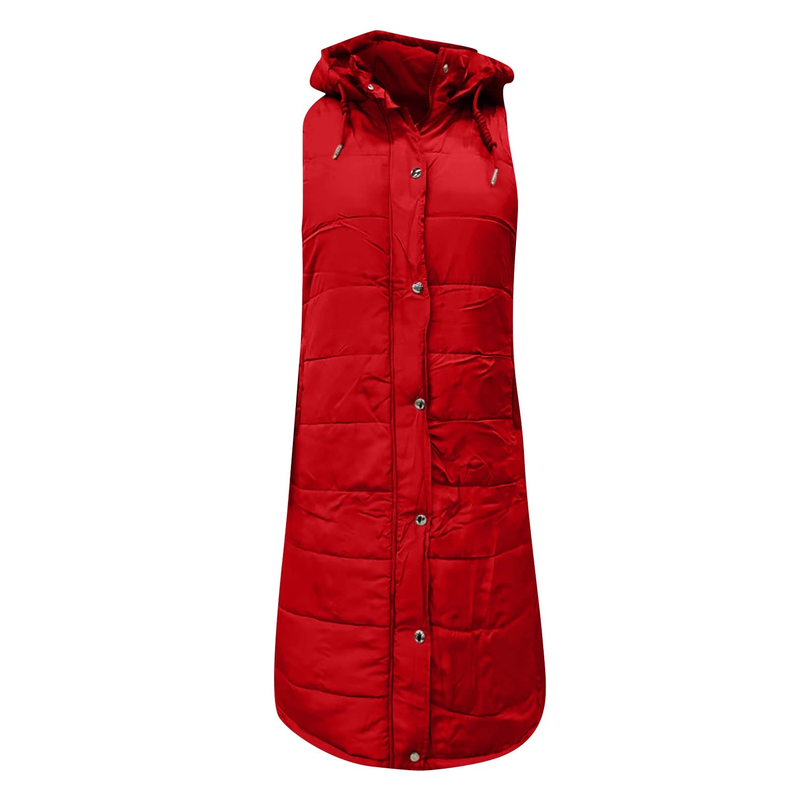Weste Damen Lang Steppweste Ärmellose Winterjacke Mit Kapuze Longweste