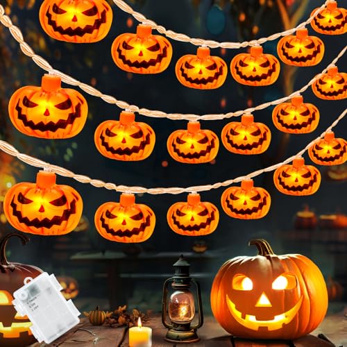 Gcstnn Halloween Lichterkette Kürbis Außen, 3M 20LED Orange Kürbis Lichterketten Batterie mit Timer Wasserdicht Lichterkette für Halloween Party, Karneval, Veranda, Fenster, Herbst Dekoration Gcstnn Halloween Lichterkette Kürbis Außen, 3M 20LED Orange Kürbis Lichterketten Batterie mit Timer Wasserdicht Lichterkette für Halloween Party, Karneval, Veranda, Fenster, Herbst Dekoration