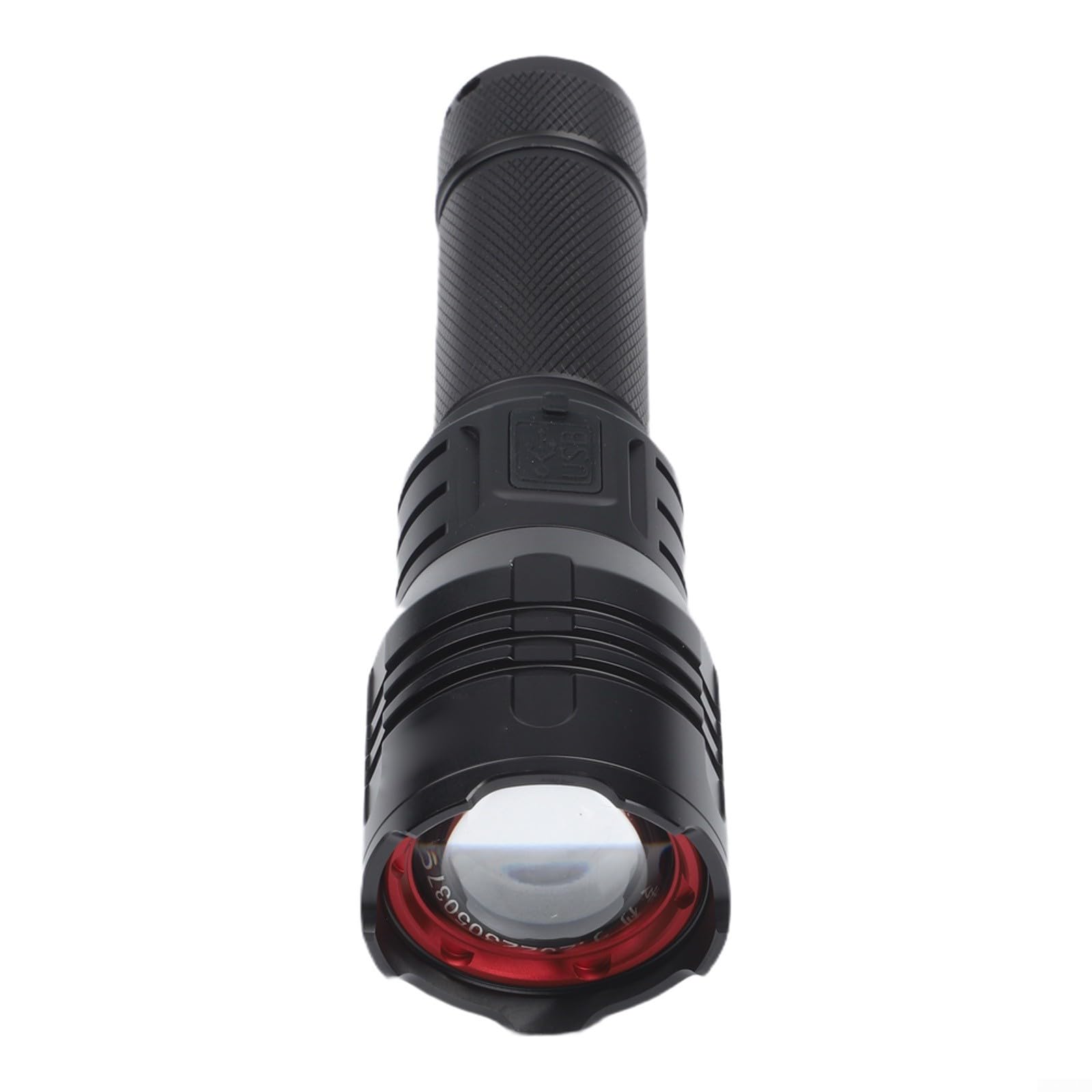 Linterna LED, sonriente para tiburón, linterna ajustable de 5 velocidades con zoom, pantalla digital, aleación de aluminio, linterna exterior de largo alcance (A)