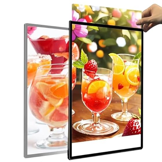 Wall-Mounted Advertising Display Frame LED Light Box Message Boards & Signs, for Restaurants Bars Shops, 1PCS Silver A3/31.2x42.7CM