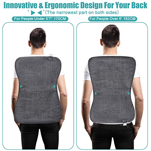 Tech Love XXL Electric Heating Pad for Neck Shoulder and Back Pain Relief with Fixation Strap Moist Heat Pad with Auto Shut Off Extra Large 20'' x 28'' - Charcoal Gray - Thumbnail 4
