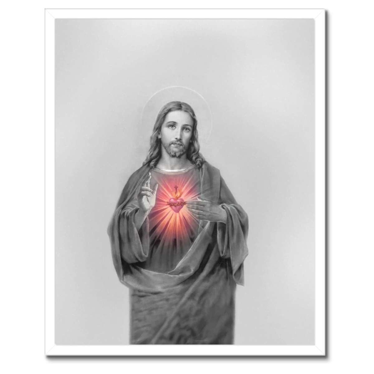 Poster Jésus Christ décoration murale cadre noir 40x50 cm tableau chrétien