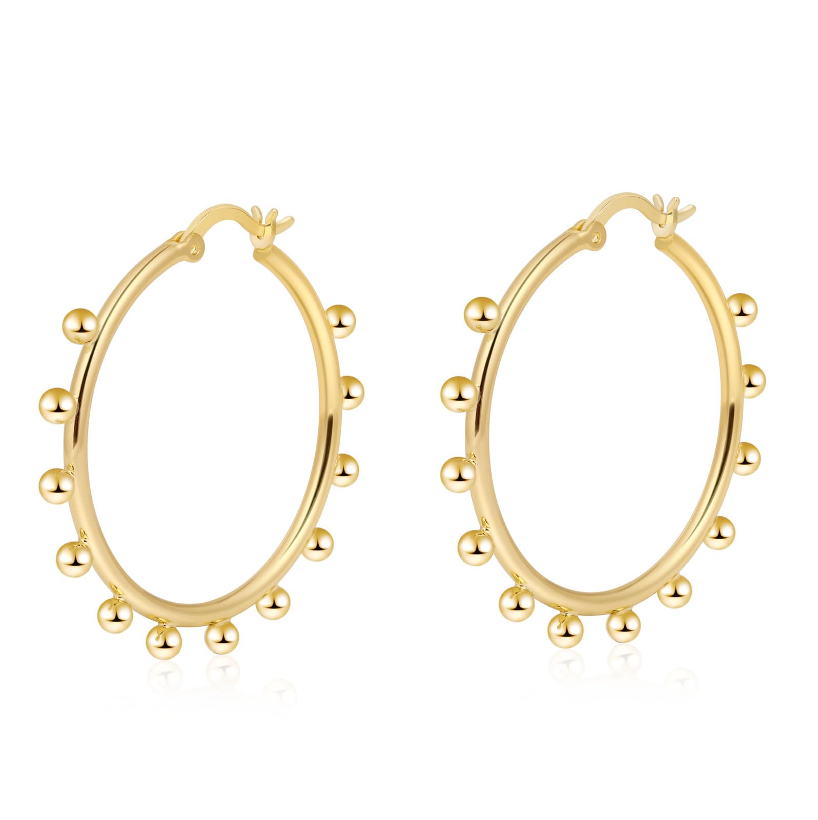 Amicon Chunky Gold Stud Earrings for Women 14k Gold Plated Hypoallergenic Earrings Statement Trendy Fashion Gold Jewelry Gifts