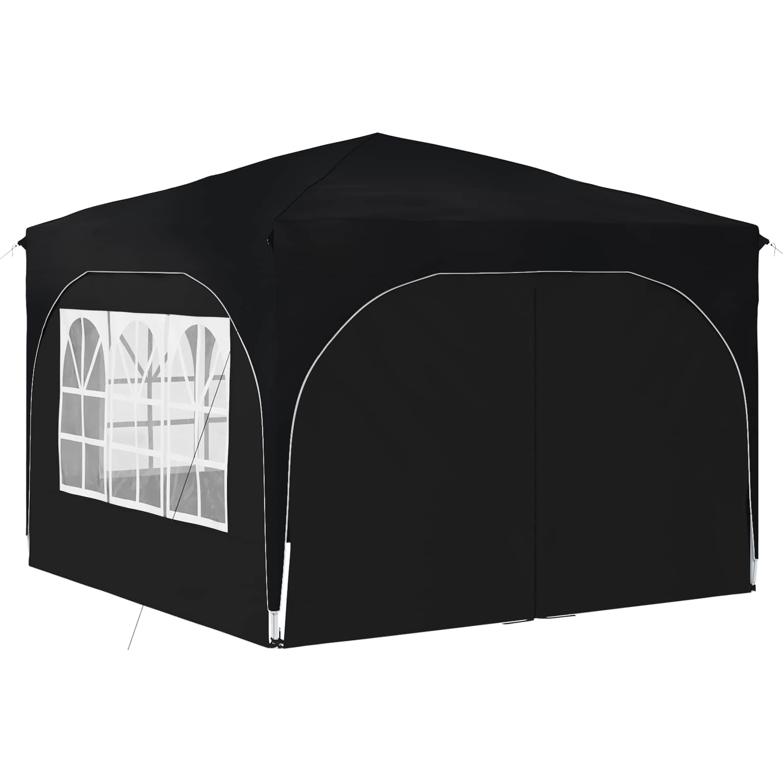 Namiot imprezowy Pop-up 290 x 290 x 245 cm, antracytowy, składany, wodoszczelny, z ochroną UV, stabilny namiot ogrodowy z 4 ściankami bocznymi, składany, na kemping, taras