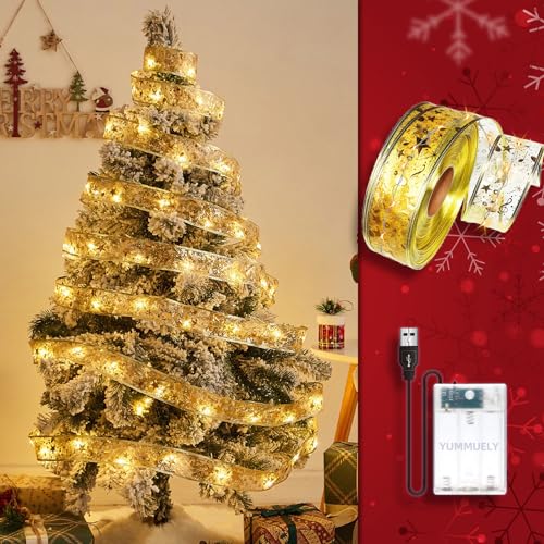 Christmas Ribbon Fairy Lights 33Ft 100 LED String Lights Battery Opera