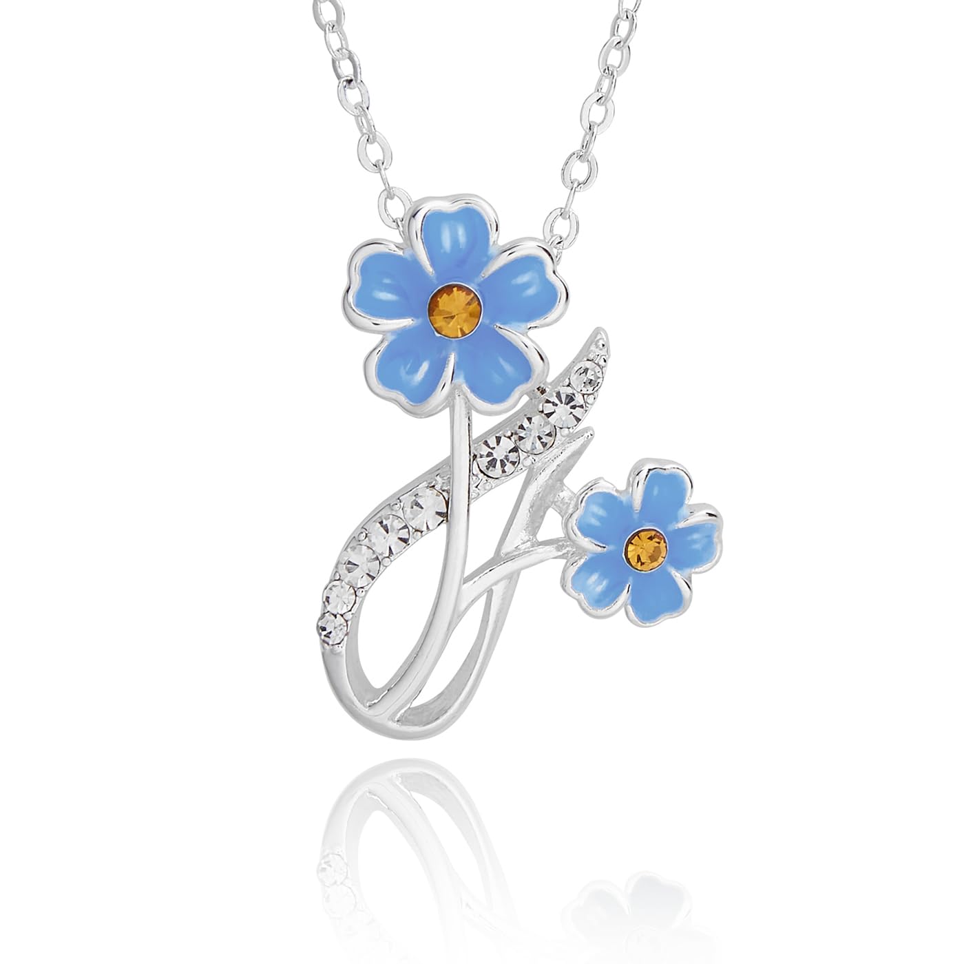 equilibriumForget Me Not Elegant Silver Plated Pendant Necklace, Metal