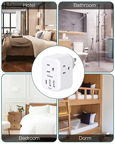 2-Pack Multi Plug Outlet Extender With Usb, Addtam Electrical 3 Outlet Box Splitter With 3 Usb Wall Charger(1 Usb C), Power Stip No Surge Protector Cruise Essentials For Ship And Travel, Etl Listed #TOP6