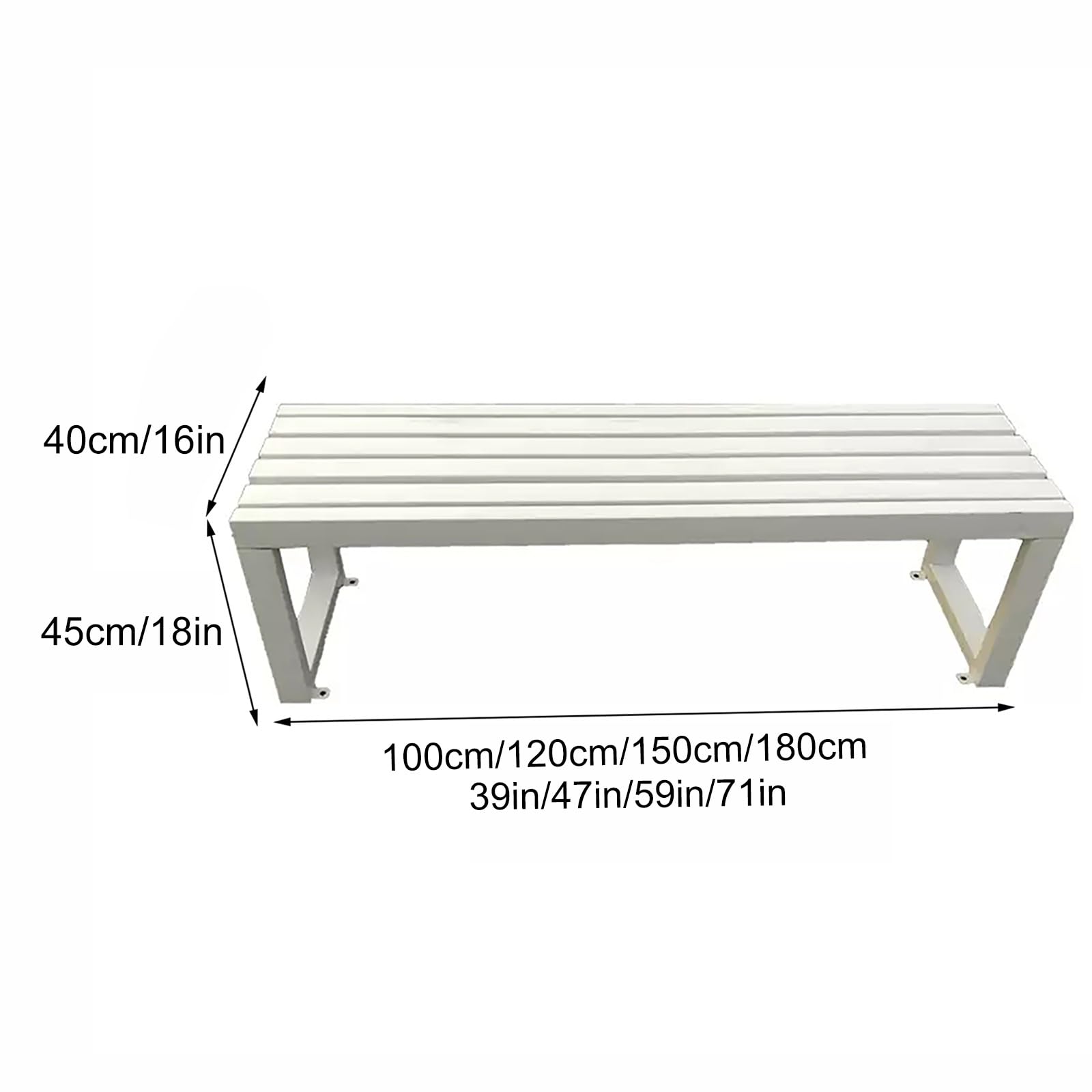 Panchina da Giardino Sedia da Parco for Patio Esterno Panchine da Parco, 100 cm/120 cm/150 cm/180 cm, Sedie for Il Riposo del Centro Commerciale, Panchine in Acciaio e Legno for Spogliatoi(Wh