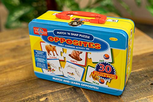 Image of TS Shure by Bendon Opposites 30-Piece Matching Puzzle with Tin Storage Case Pre-School Kindergarten Learning 51467 | Match 'n Snap Puzzle, Pre-School Kindergarten Early Learning Activity
