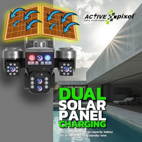 Image of Active Pixel 4G Solar Powered 4MP CCTV 10X Zoom, Triple Camera | PTZ 360 Wireless Outdoor Security Camera | Motion Detection, SIM Card Slot, 2-Way Audio, IP66 Waterproof - G16 (3Cam 10x Zoom)