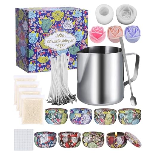 Ljustillverkning gör-det-själv kit, presentset, bivax, 50 vaxvekar med underlag, 8 gör-det-själv plåtburkar för ljus, 123 uppsättningar doftljus (diy-1) (DIY-1)