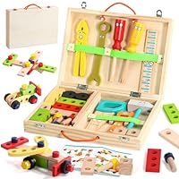 Werkzeugkoffer Kinder Montessori Spielzeug ab 3 Jahre Junge Mädchen Holzspielzeug ,Kinderwerkzeug Lernspielzeug Werkzeug Koffer Kinder Kinderspielzeug Spiele ab 2 3 4 Jahren Weihnachten Geschenk