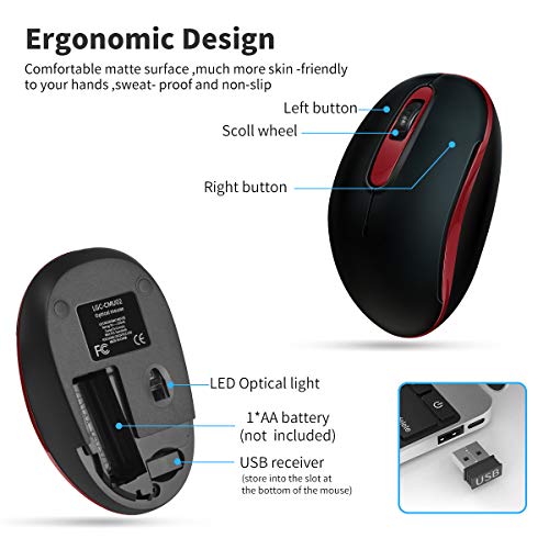 WERPOWER Computer Wireless Mouse, 2.4G Slim Portable Laptop Mice Optical Mouse with USB Nano Receiver DPI 1200- Fit Your Hand Nicel. – Bild 6