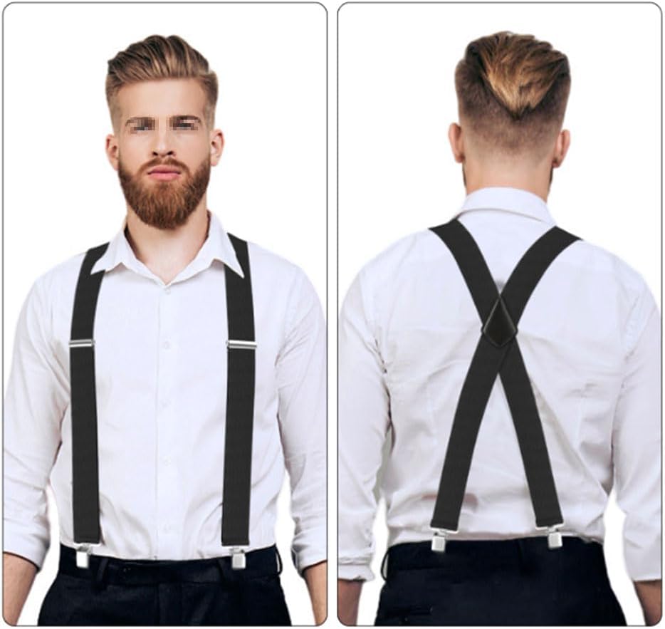 Mens Suspenders X-Back 2inch Wide Heavy Duty Work Suspenders Adjustable Suspenders Hidden Suspenders (Black) - Image 5