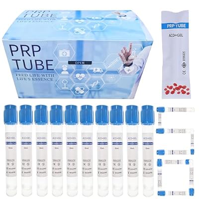 10ml PRP Tubes for PRP Systerm,ACD Solution A and Gel Glass Tube for Veterinary Pet Lab PRP Separation (50 Pack)