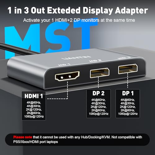 Splitter DP vers double DP adaptateur HDMI haute résolution UANTIN - 2