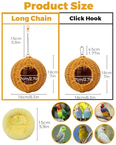 image for Jevnd Chewproof Steel Frame Bird Nest for Cage, Washable Small Bird Be