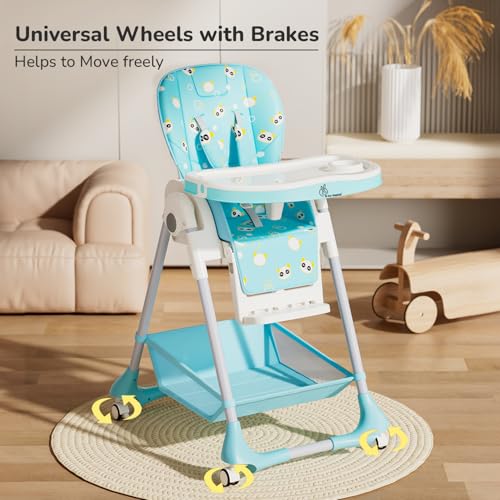 Image of R for Rabbit Marshmallow High Chair for Baby, Position High Chair with 7 Level Height and 3-Recline Modes with Adjustable Footrest, 6 Months to 5 Years (Green)