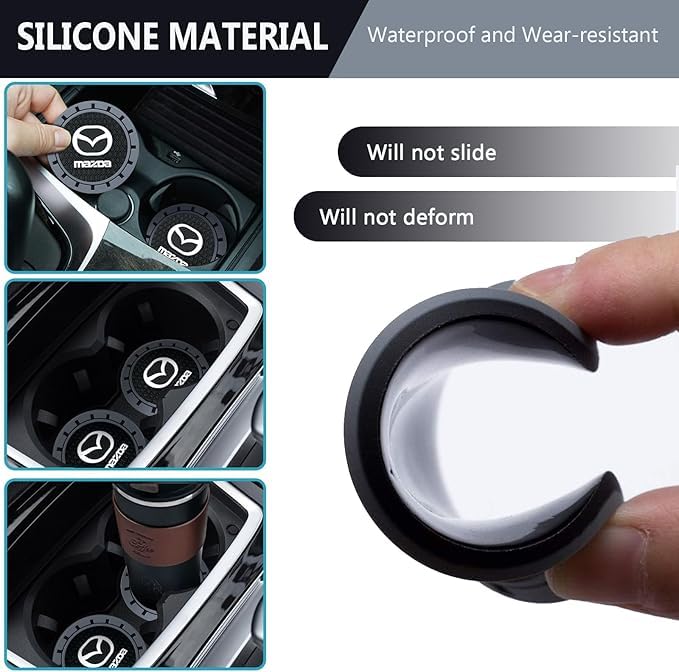 Juego 2 Posavasos de Silicón para Auto 2.75 in miniatura 3