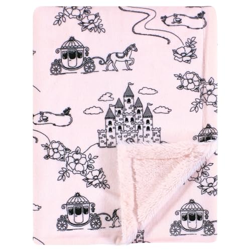 Image of Hudson Baby Infant Girl Plush Blanket with Furry Binding and Back, Fairytale Princess, One Size