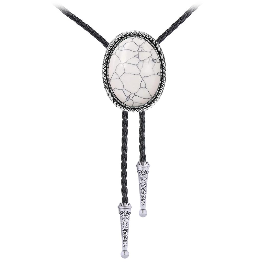 GelConnie Bolo Tie for Men Women Western Cowboy Turquoise Leather Necktie