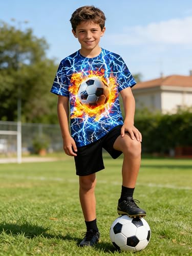 Image of 3D Graphic Short Sleeve Shirts Boys Girls Cool T-Shirt Unisex Novelty Tees for 7-12 Years Teens