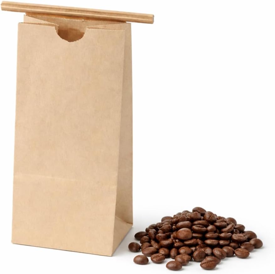 1/2 Pound, Poly-lined, Kraft Coffee Bags (100 Count) for Coffee Roasters - Empty Tea Storage Bags