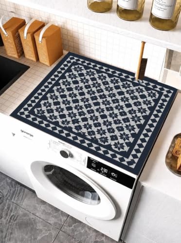 Image of Homecloud Washing Machine Mats for Top of Washer, Washing Machine Protective Mats, Dish Drying Mat, Non-slip Waterproof Washer Dryer Dust Cover Mat for Laundry & Kitchen (60cm x 60cm) (Black)