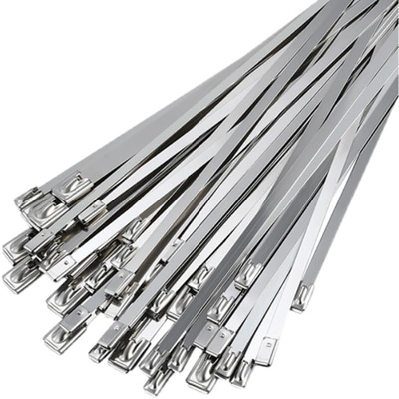 BIK Fascetta fermacavi multiuso in metallo da 4,6 mm, in acciaio inox, con cerniera, rivestita, 100 pezzi (4,6 x 400 mm)