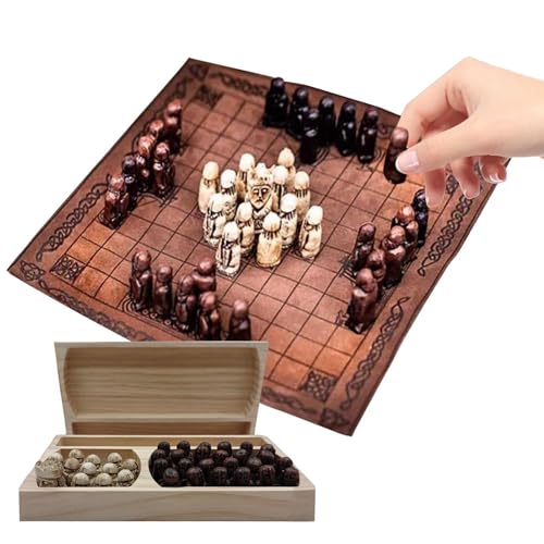 Juego de ajedrez Vikingo - Juego de Guerra de ajedrez asimétrico - Juego de Mesa, Juegos de Estrategia de ajedrez Vikingo asimétrico, Regalos de ajedrez para Fiestas, Juegos de Viaje