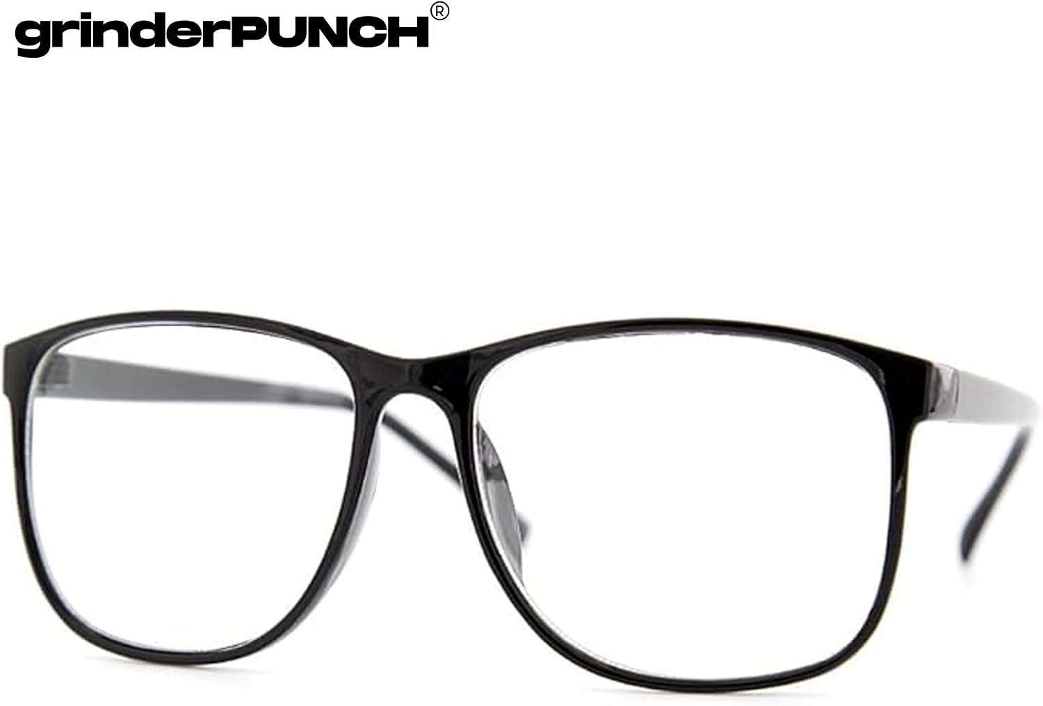 grinderPUNCH Large Nerdy Thin Plastic Frame Clear Lens Glasses
