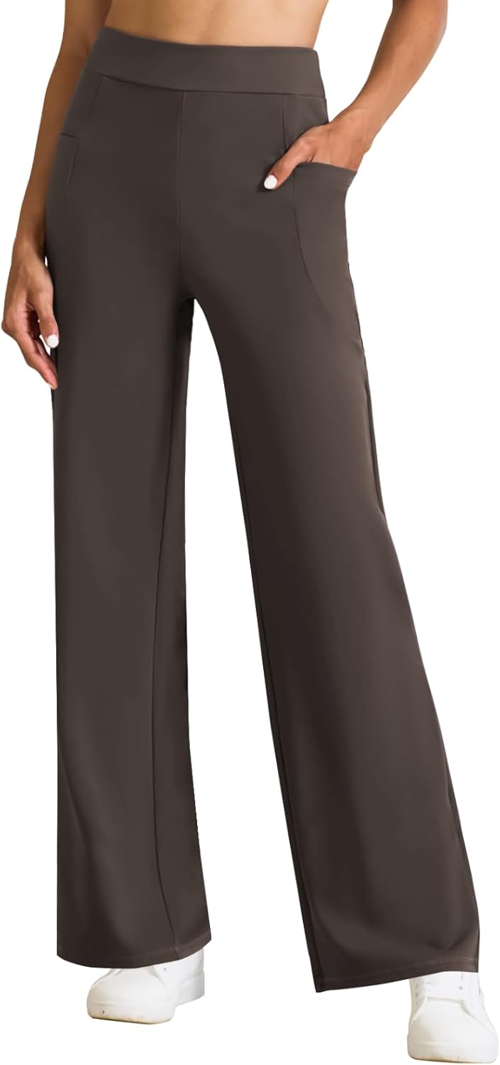 Wide Leg Yoga Pants Women High Waisted Loose Stretch Lounge Causal Work Workout Gym Trousers with Pockets - Image 2