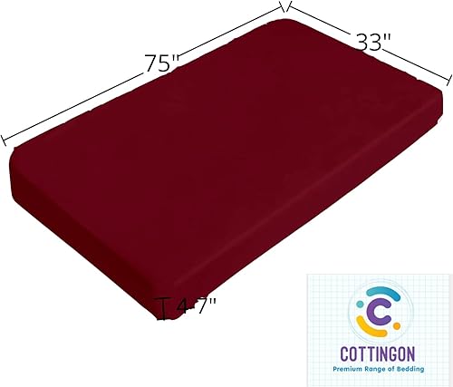 Miniatura 2 de Sábana bajera ajustable de 33 x 75 pulgadas, 100% algodón egipcio, perfecta para literas de campamento, caravanas, camas de invitados, cunas