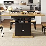 Design élégant et matériaux durables : Le plateau en MDF haut de gamme présente une finition grainée raffinée qui résiste aux rayures lors d'une utilisation quotidienne, tandis que les poignées métalliques apportent une touche contemporaine.Parfaite comme table de cuisine ou meuble central en salle à manger.