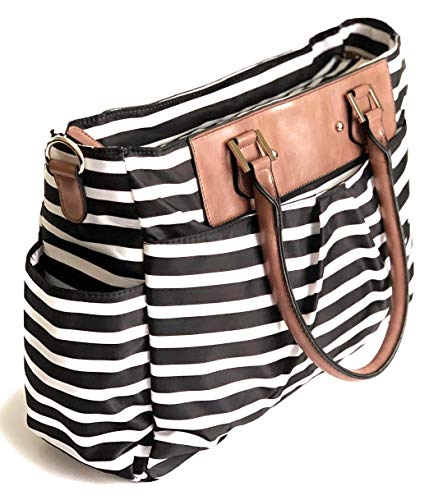PROCHEL Diaper Bag Purse StyleÂ Crossbody Organizing Tote Messenger for Women Mom Baby Boys Girls, Large Maternity Bag Set Baby Bag Over Shoulder, Black White Stripes Chic Luxury Design