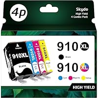 910XL Ink Cartridges Combo Pack [ Latest CHIP ] 8022 Ink Compatible Replacement for HP 910XL 910 XL Use with HP Officejet Pro 8010 Ink, Pro 8020 8025 8030 Printer (Black and Color, 4 Pack)