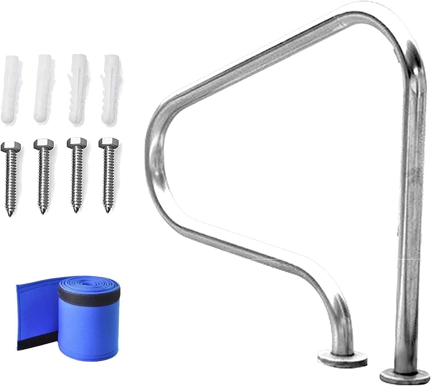 Main courante de piscine en acier inoxydable 304 avec housse bleue 1.2mm