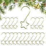 Kerstversieringhaken | Ster/S-vormige metalen kerstboomhangers voor kleine ornamenten, 20 stuks | Heavy Duty Clips Hangbaar voor Ballen Ambachten, Feestbenodigdheden, Vakantie Boomdecoratie