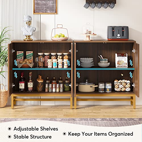 Tribesigns Sideboard Buffet Cabinet Set Of 2, 59 Inch Kitchen Sideboard Cabinet With Doors And Adjustable Shelves, Coffee Bar Cabinet Storage Cabinet For Dining Room, Living Room, Dark Brown #TOP4