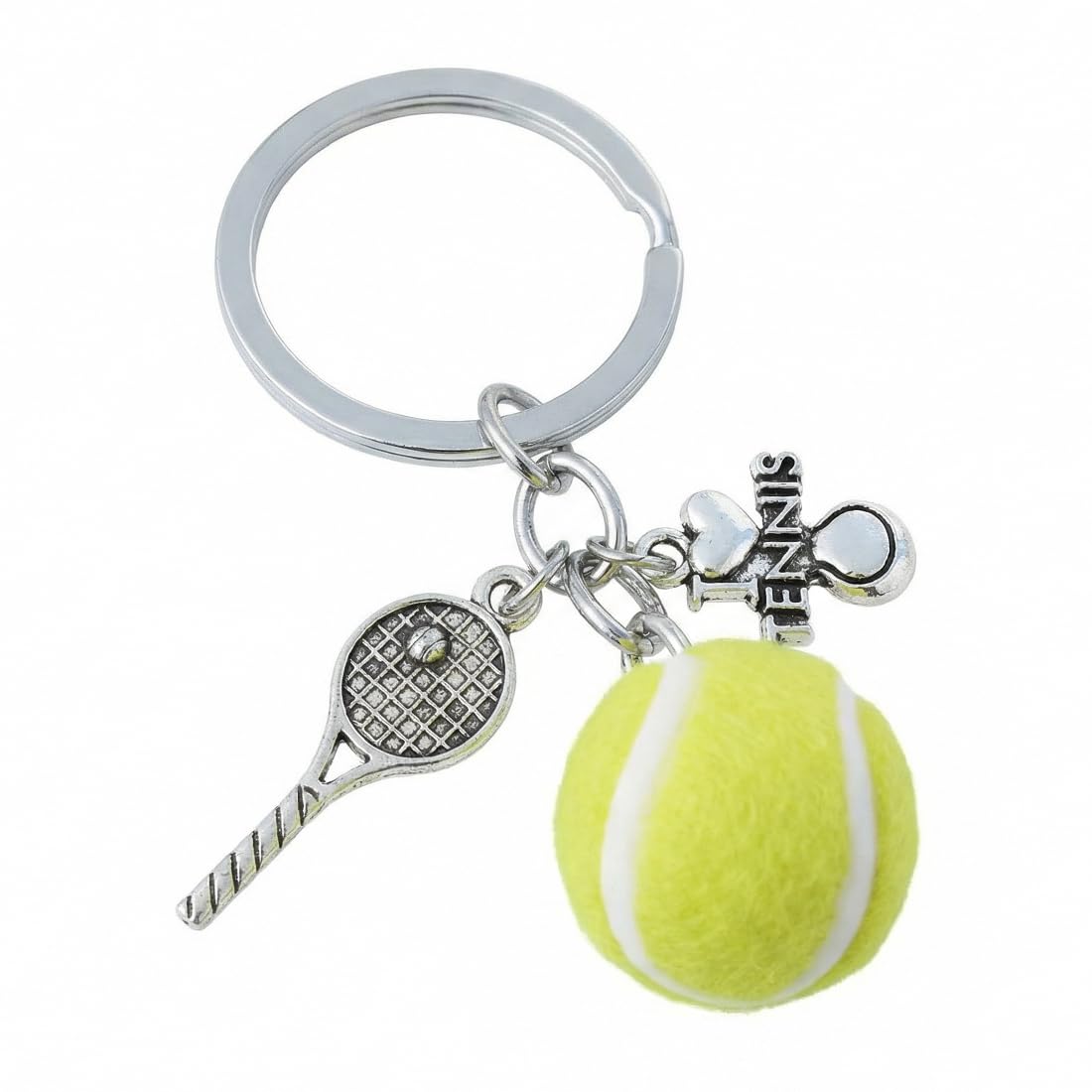 Portachiavi Tennis Racchetta in Acciaio Inox, Accessori Regali per Amanti del Tennis
