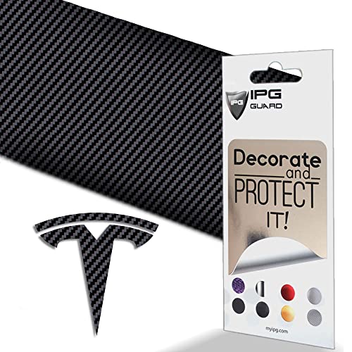 Image of IPG Compatible with Model Y Decal (8 Logo Set) Stickers Set Personalize Your Vehicle (Black Carbon Fiber)