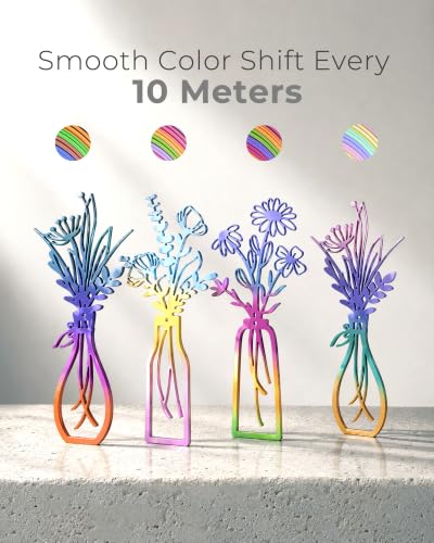 Image of YOOPAI Silk Rainbow PLA Filament 1.75mm, Multicolor Gradient PLA 3D Printer Filament, Glossy Silk Shine, Smooth Printing, Color Changing Filament 1kg Spool (2.2lbs)，Rainbow Silk 03