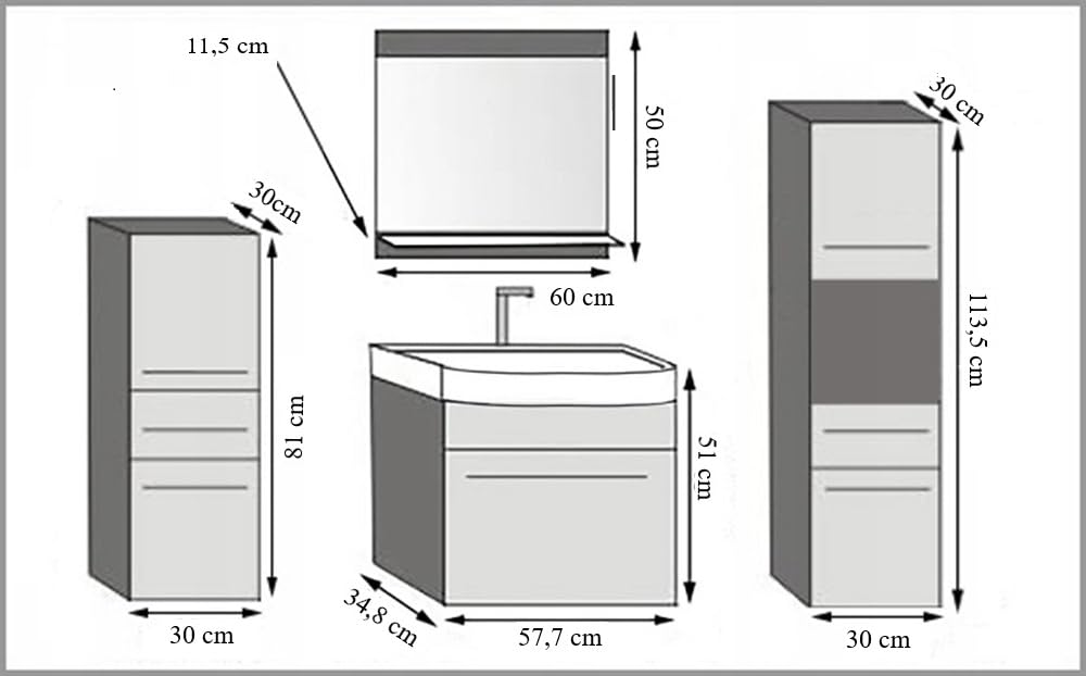 Belini PRIP5 Szafka łazienkowa pod umywalkę 120 cm biały błyszczący | Meble łazienkowe, błyszczące białe, montaż ścienny, mechanizm soft-close, panel drewniany FSC, umywalka i lustro w zestawie