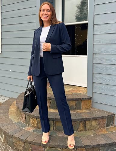Image of luvamia Women's Two Piece Sets Pants Suits Dressy Business Casual Outfits Professional Blazer Pantsuits Set Work Office